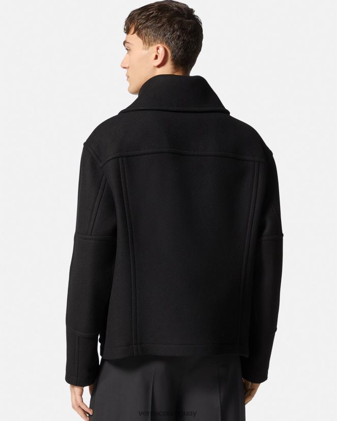 Versace chaqueta tipo blusón de lana con medusa hombres negro ropa H88R0H1251