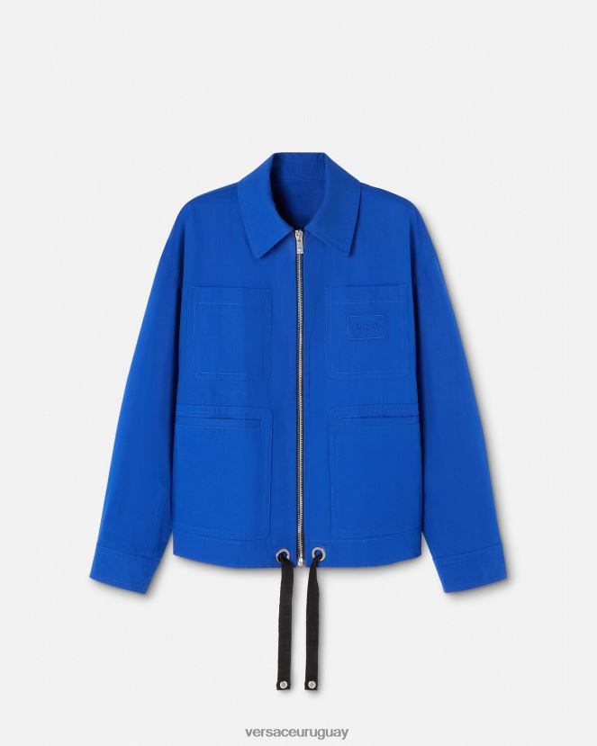 Versace chaqueta tipo cazadora con logo hombres azul ropa H88R0H1234