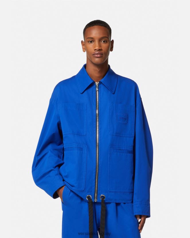 Versace chaqueta tipo cazadora con logo hombres azul ropa H88R0H1234