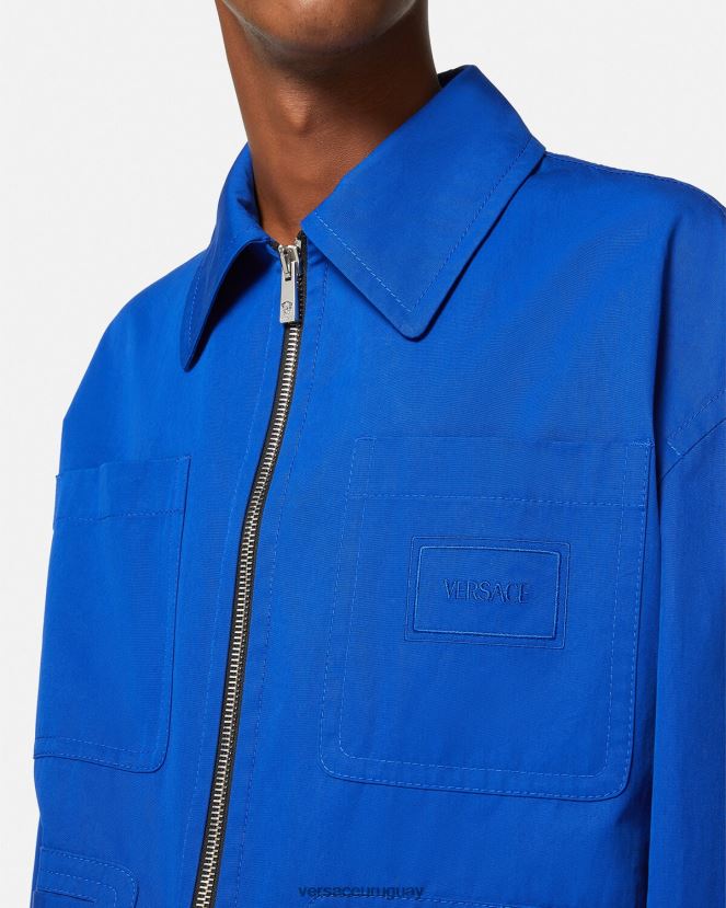 Versace chaqueta tipo cazadora con logo hombres azul ropa H88R0H1234