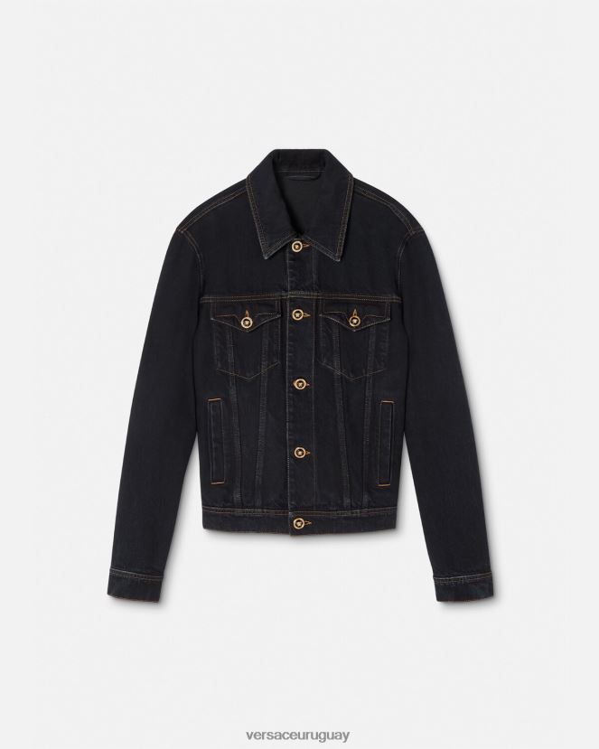 Versace chaqueta vaquera con medusa hombres negro ropa H88R0H1252