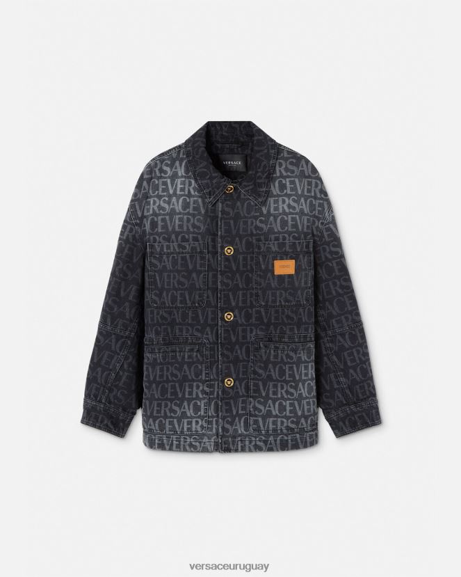 Versace chaqueta vaquera integral hombres negro y estampado ropa H88R0H1224
