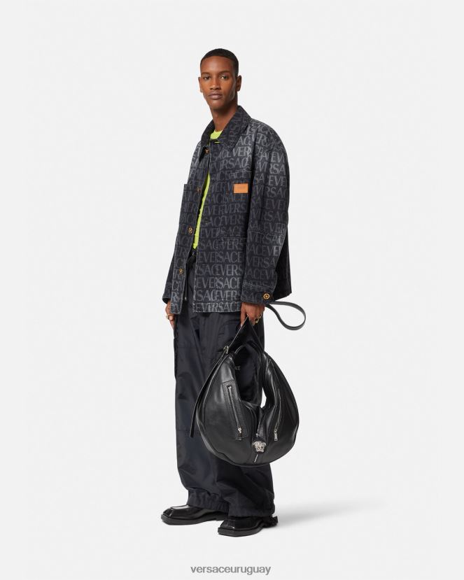 Versace chaqueta vaquera integral hombres negro y estampado ropa H88R0H1224