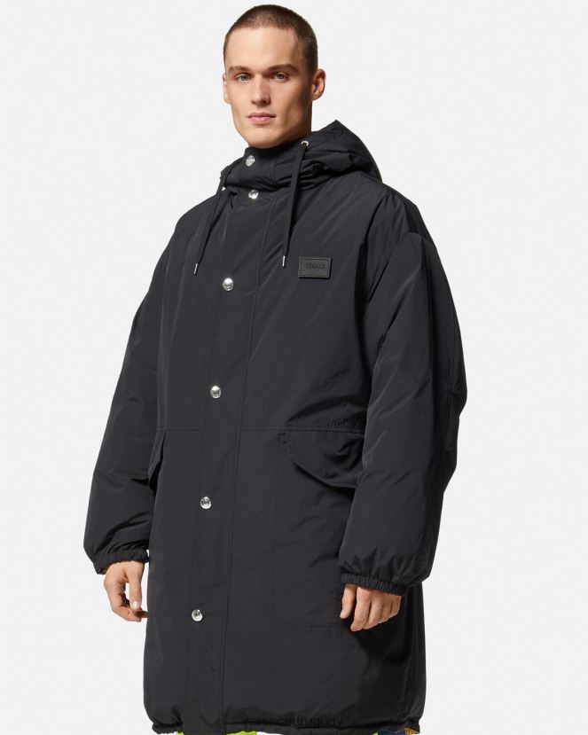 Versace parka acolchada reversible barroco 660 hombres azul y oro ropa H88R0H1239