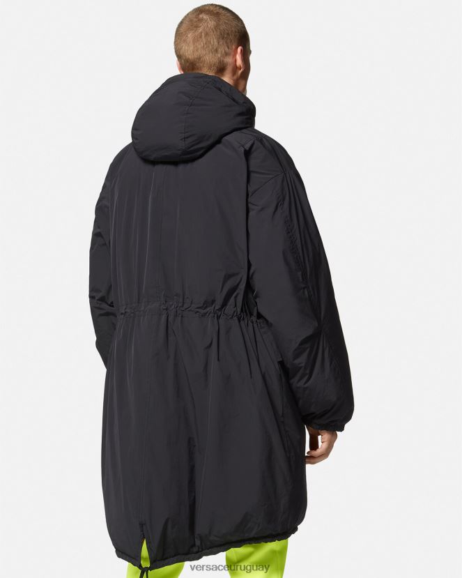 Versace parka acolchada reversible barroco 660 hombres azul y oro ropa H88R0H1239