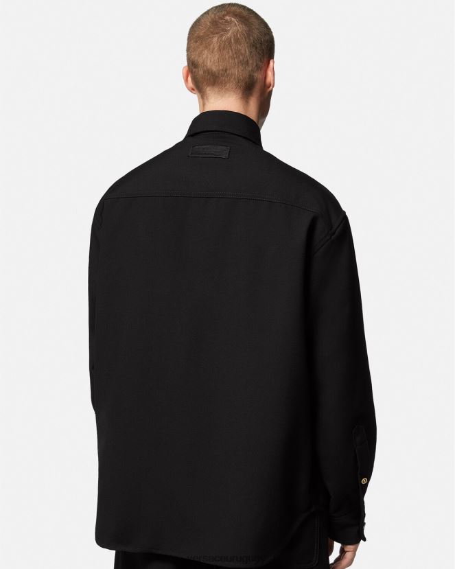 Versace sobrecamisa de lana virgen con medusa hombres negro ropa H88R0H1229