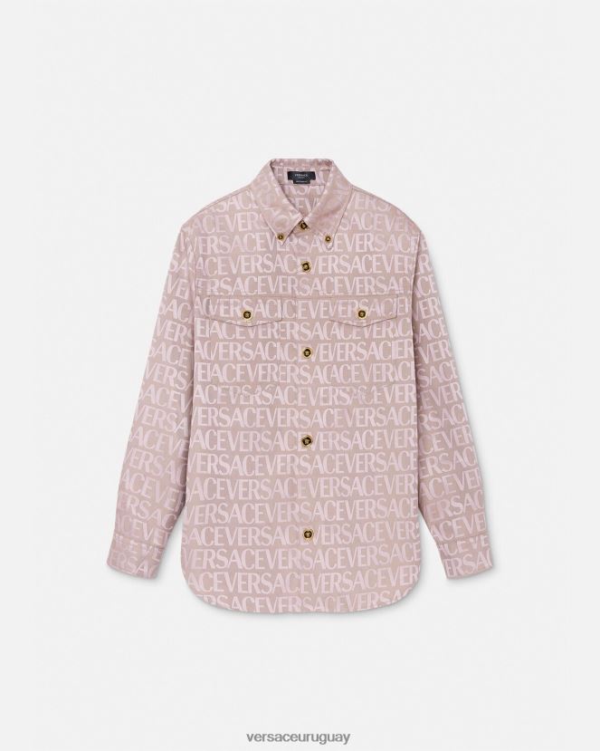 Versace sobrecamisa integral hombres rosa y estampado ropa H88R0H1218