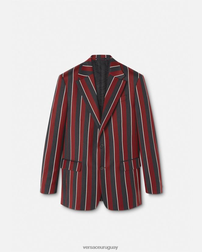 Versace blazer a rayas con botonadura simple hombres rojo y gris ropa H88R0H1271