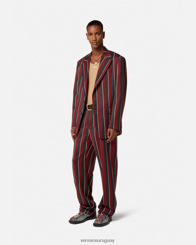 Versace blazer a rayas con botonadura simple hombres rojo y gris ropa H88R0H1271