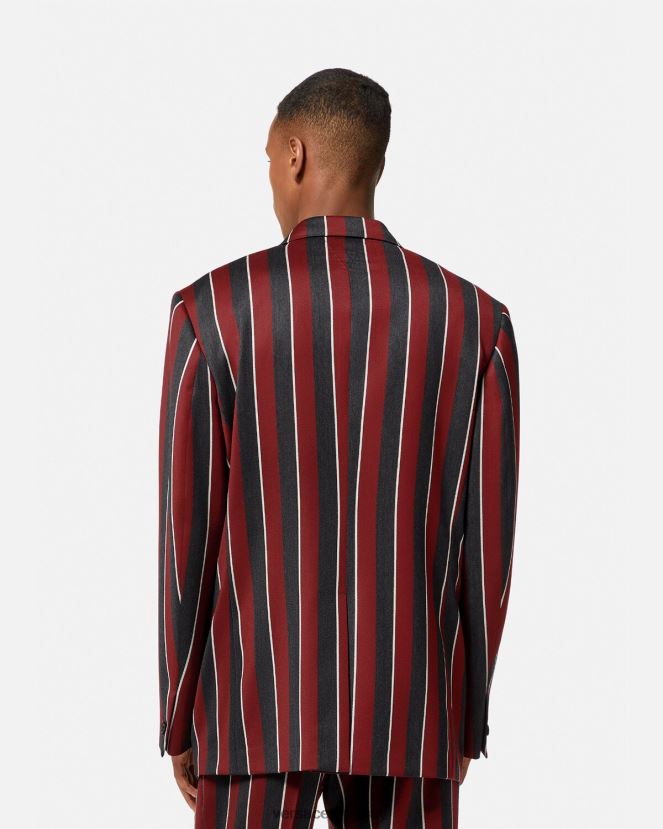Versace blazer a rayas con botonadura simple hombres rojo y gris ropa H88R0H1271