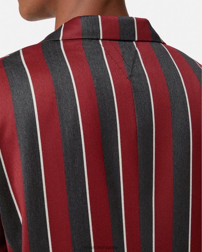 Versace blazer a rayas con botonadura simple hombres rojo y gris ropa H88R0H1271