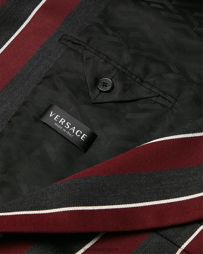 Versace blazer a rayas con botonadura simple hombres rojo y gris ropa H88R0H1271