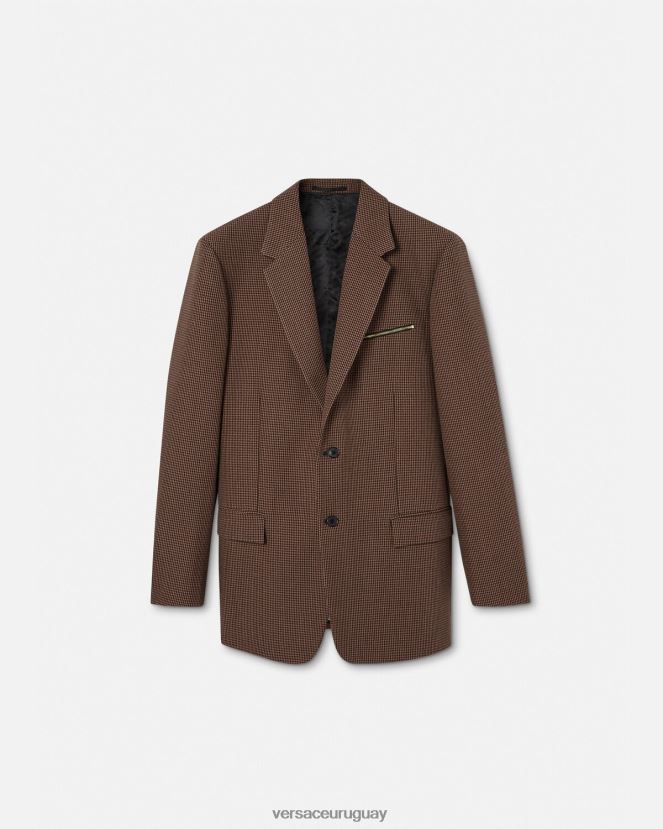 Versace blazer barroco 660 de pata de gallo hombres marrón y dorado ropa H88R0H1279