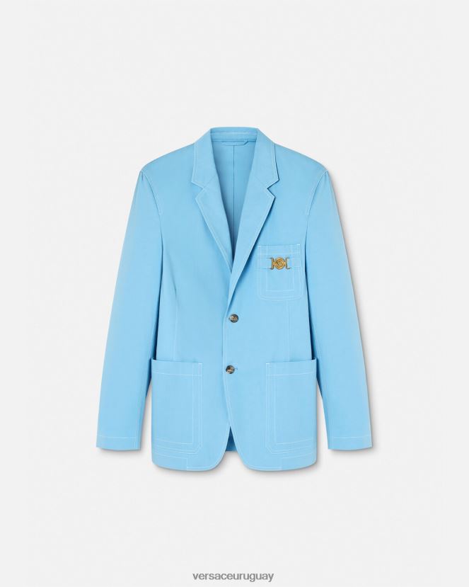 Versace blazer con botonadura sencilla y Medusa Biggie hombres azul claro ropa H88R0H1266