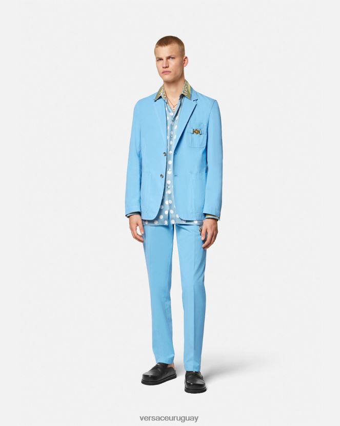 Versace blazer con botonadura sencilla y Medusa Biggie hombres azul claro ropa H88R0H1266
