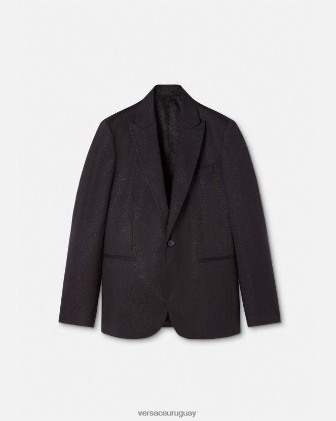 Versace blazer con greca en jacquard hombres negro ropa H88R0H1277