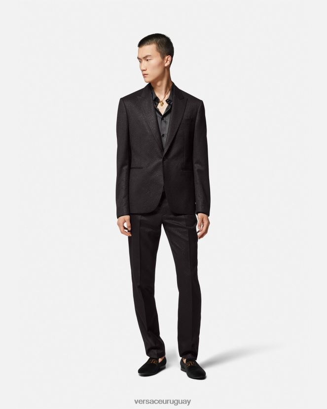 Versace blazer con greca en jacquard hombres negro ropa H88R0H1277