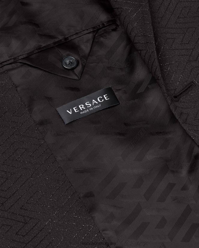 Versace blazer con greca en jacquard hombres negro ropa H88R0H1277