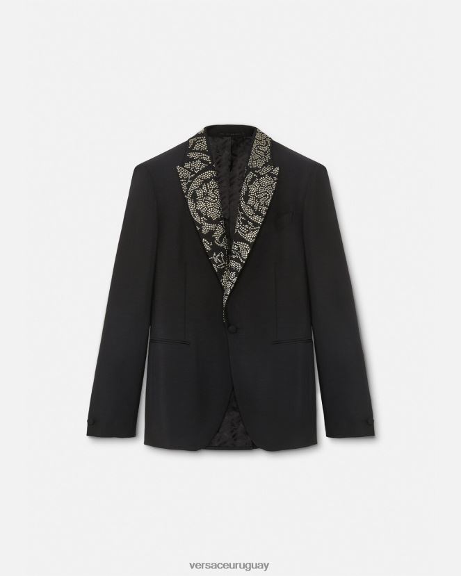 Versace blazer con silueta barroco y tachuelas hombres negro ropa H88R0H1275