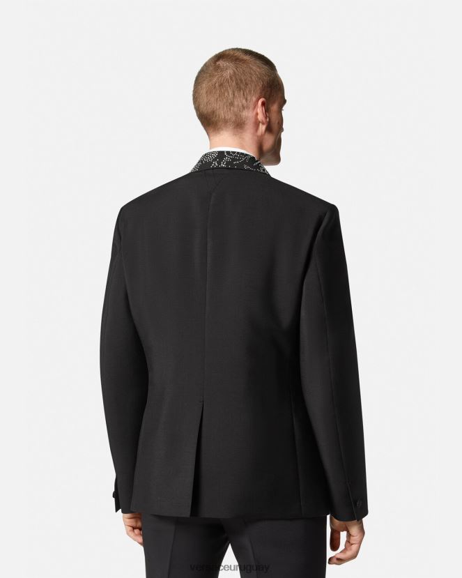 Versace blazer con silueta barroco y tachuelas hombres negro ropa H88R0H1275