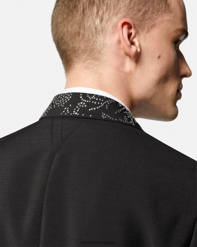 Versace blazer con silueta barroco y tachuelas hombres negro ropa H88R0H1275