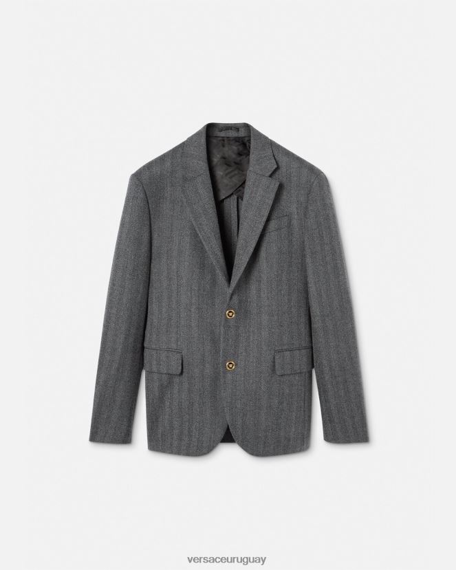 Versace blazer de cachemir con medusa hombres gris ropa H88R0H1263