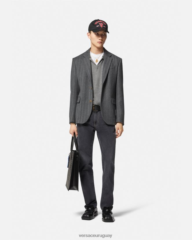 Versace blazer de cachemir con medusa hombres gris ropa H88R0H1263