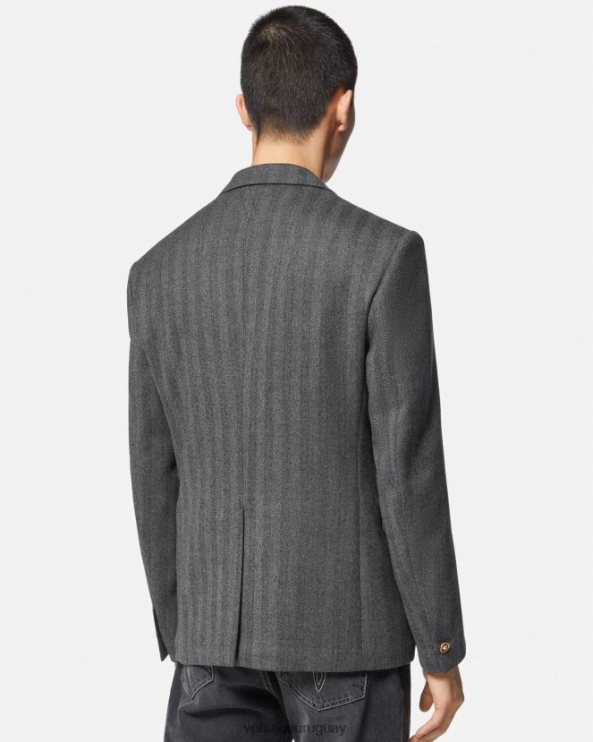 Versace blazer de cachemir con medusa hombres gris ropa H88R0H1263