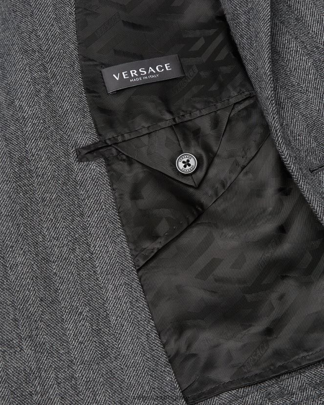 Versace blazer de cachemir con medusa hombres gris ropa H88R0H1263