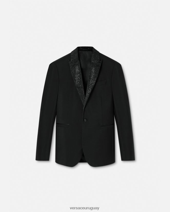 Versace blazer de noche con silueta barroca hombres negro ropa H88R0H1265