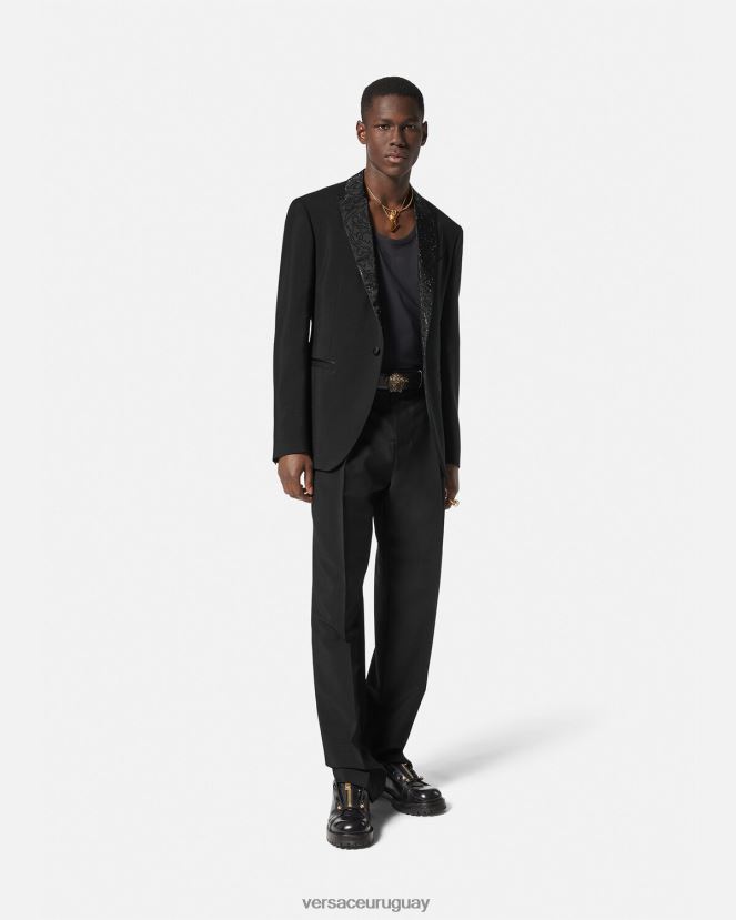 Versace blazer de noche con silueta barroca hombres negro ropa H88R0H1265