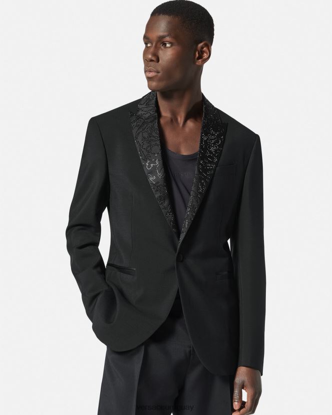Versace blazer de noche con silueta barroca hombres negro ropa H88R0H1265