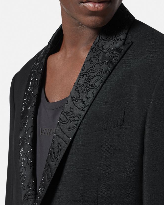 Versace blazer de noche con silueta barroca hombres negro ropa H88R0H1265