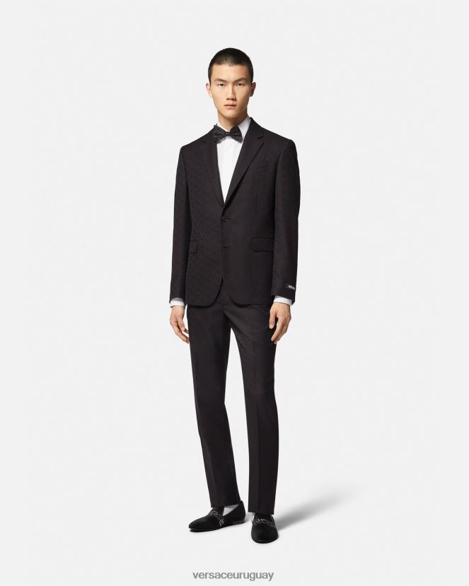 Versace blazer de sastre la greca hombres negro ropa H88R0H1264