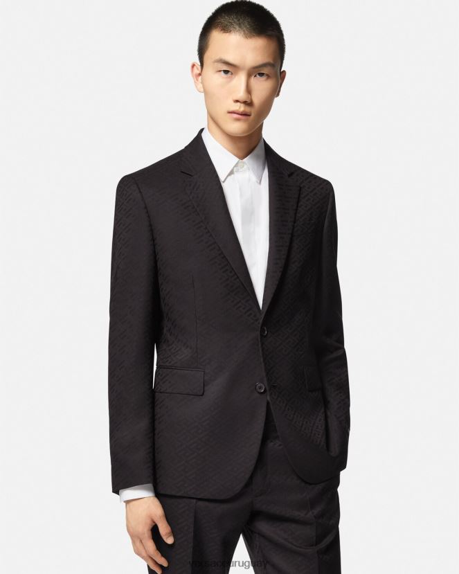 Versace blazer de sastre la greca hombres negro ropa H88R0H1264