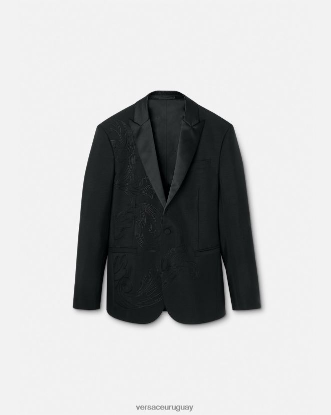 Versace blazer formal con bordado barroco hombres negro ropa H88R0H1262