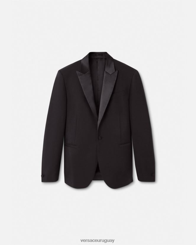 Versace chaqueta formal de lana hombres negro ropa H88R0H1260