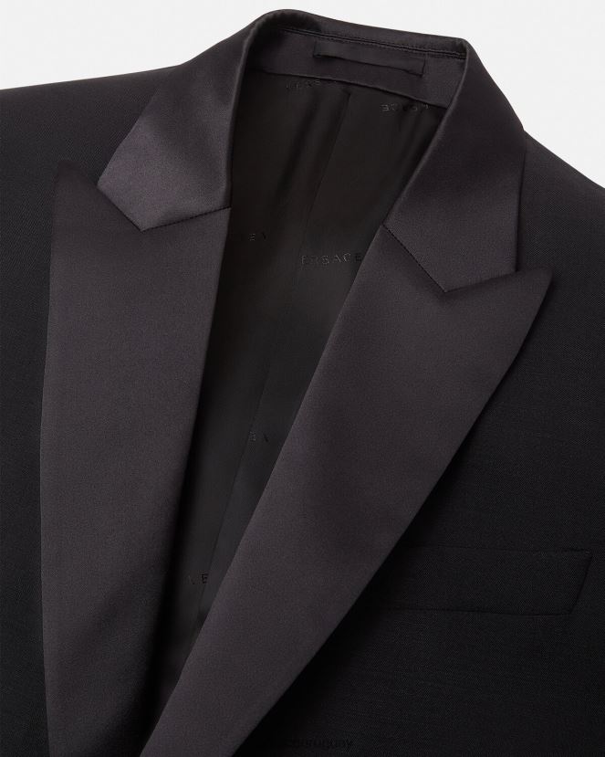 Versace chaqueta formal de lana hombres negro ropa H88R0H1260