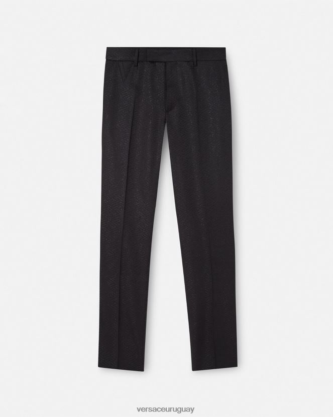 Versace pantalones con greca jacquard hombres negro ropa H88R0H1276