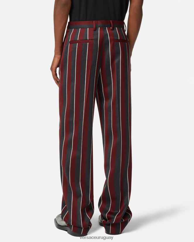 Versace pantalones de lana a rayas hombres rojo y gris ropa H88R0H1270