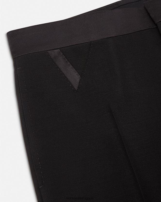 Versace pantalones formales de mezcla de mohair hombres negro ropa H88R0H1261