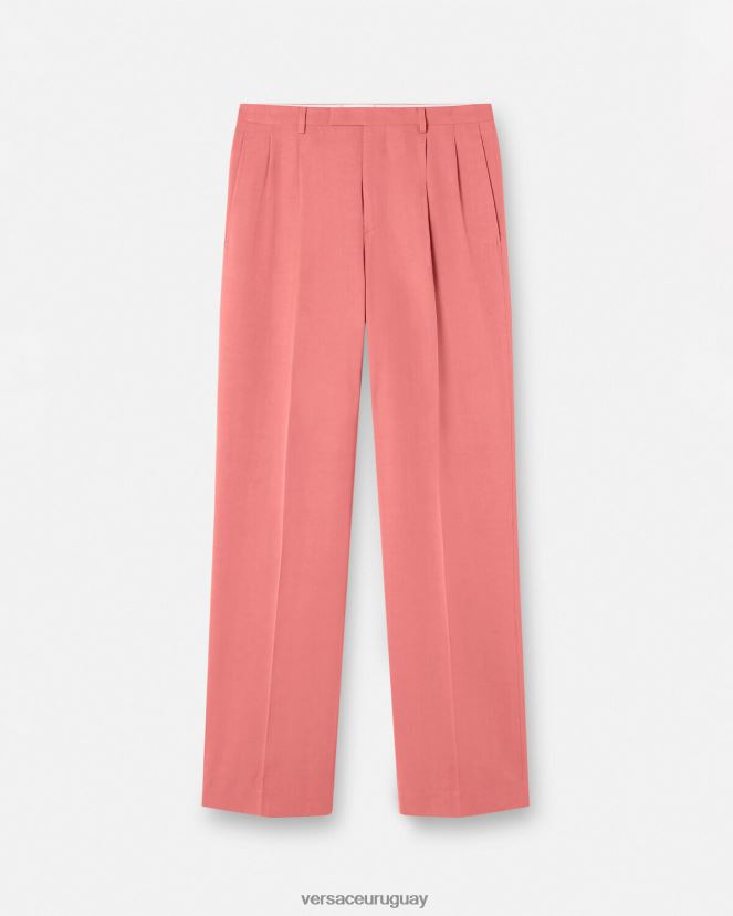 Versace pantalones formales de pierna ancha hombres rosa ropa H88R0H1274