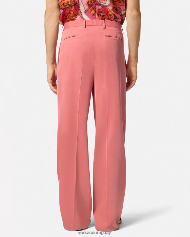 Versace pantalones formales de pierna ancha hombres rosa ropa H88R0H1274