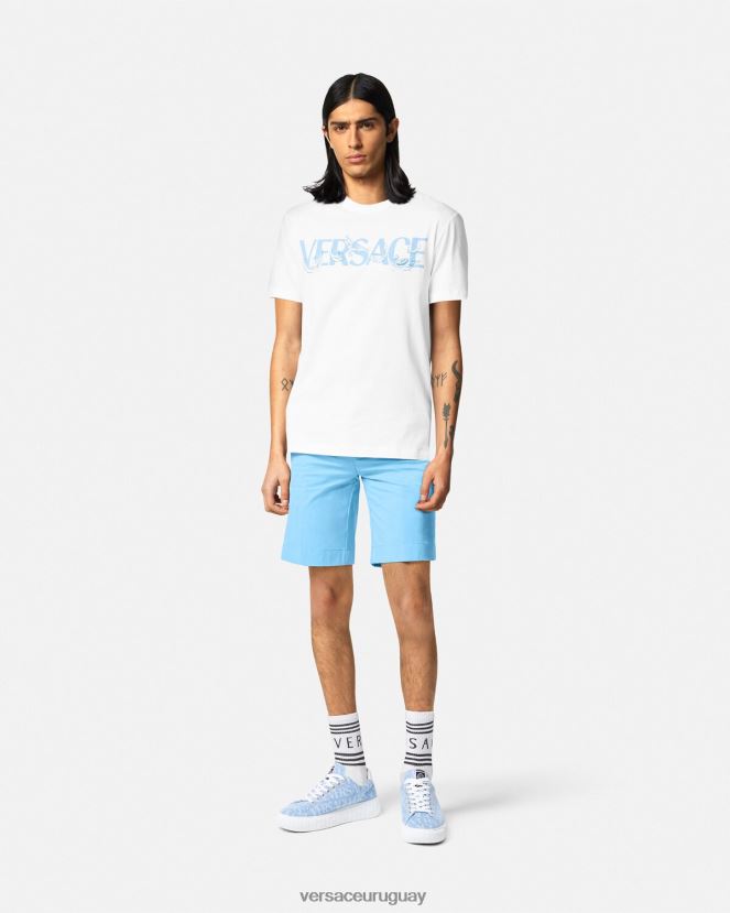 Versace bermudas con medusa biggie hombres azul claro ropa H88R0H1445
