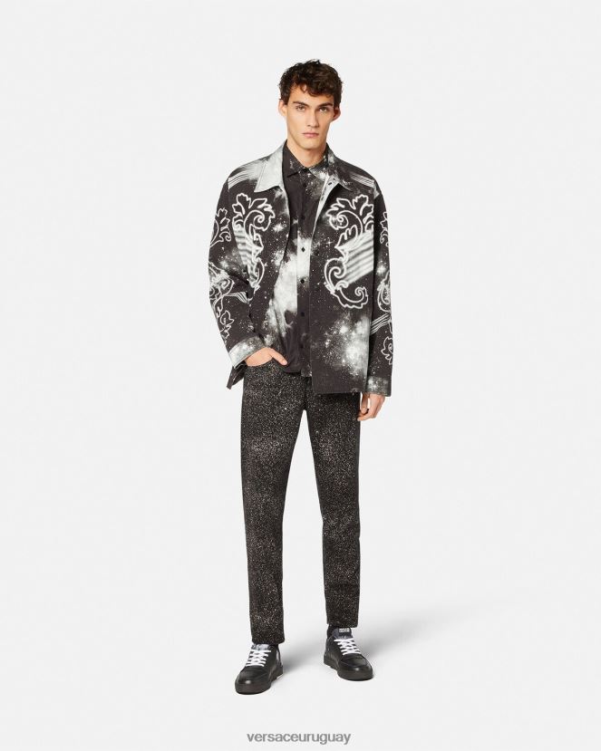 Versace jeans interestelares Júpiter hombres negro ropa H88R0H2384