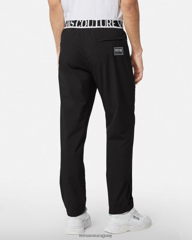 Versace pantalones con logo hombres negro ropa H88R0H2438