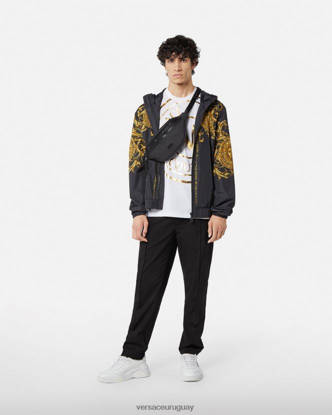 Versace pantalones con logo hombres negro ropa H88R0H2438
