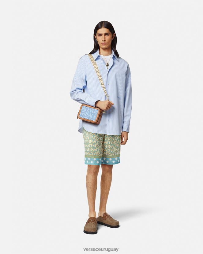 Versace pantalones cortos de lino hombres imprimir ropa H88R0H1439