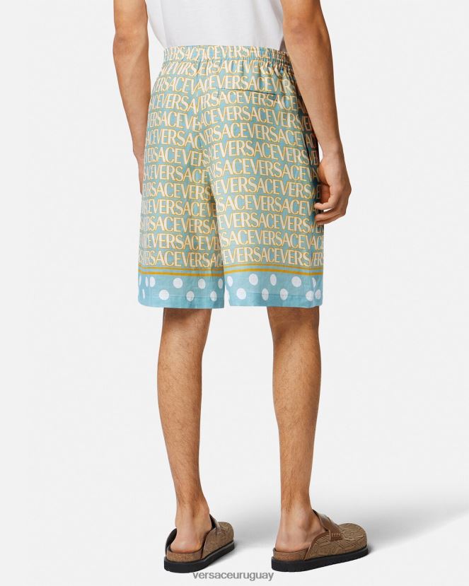 Versace pantalones cortos de lino hombres imprimir ropa H88R0H1439