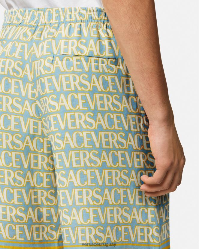 Versace pantalones cortos de lino hombres imprimir ropa H88R0H1439